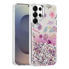 Kitcheniva - In Mold Design Metallic Buttons Phone Case With Tempered Glass For Samsung Galaxy S26 Ultra Purple - Multicolor