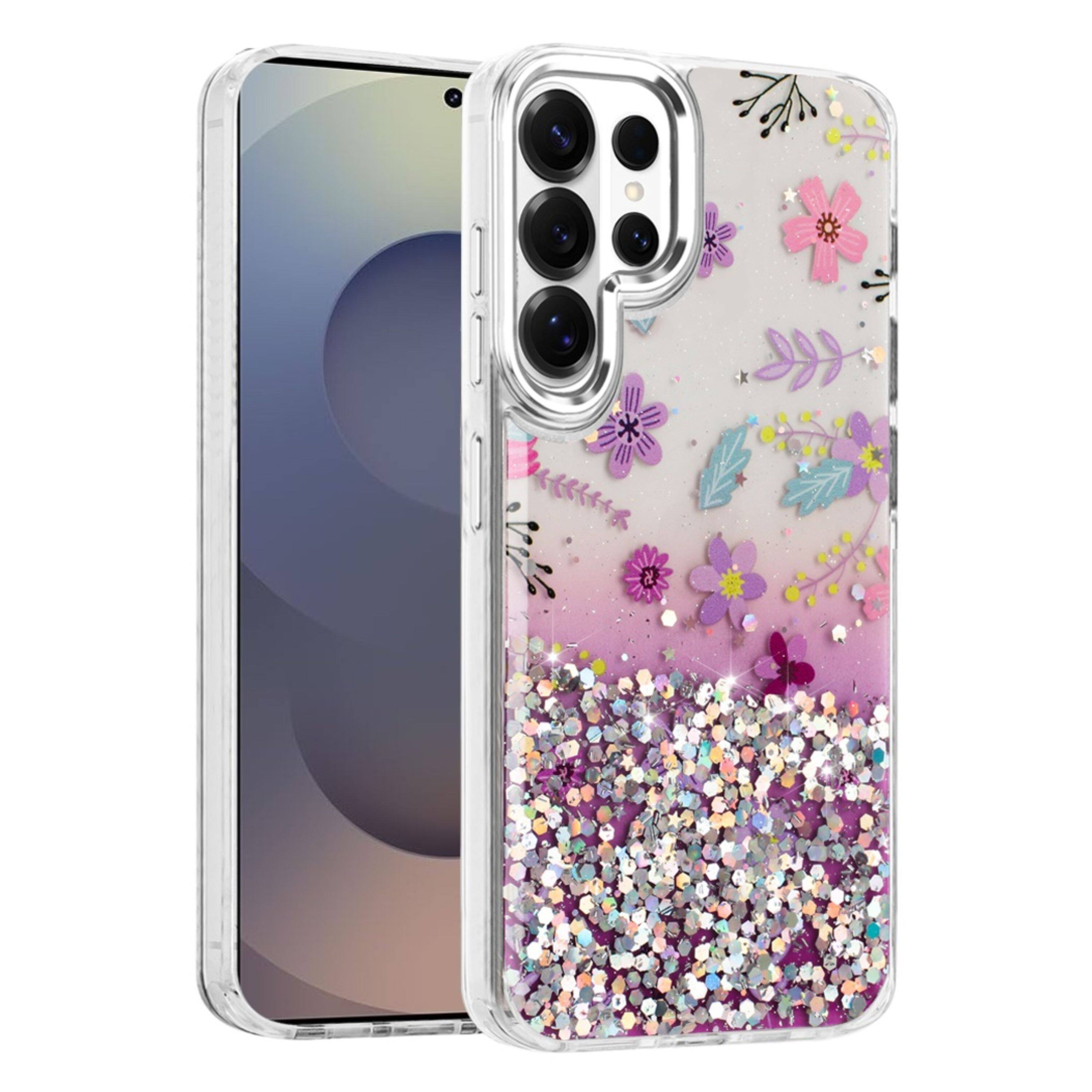 Kitcheniva - In Mold Design Metallic Buttons Phone Case With Tempered Glass For Samsung Galaxy S26 Ultra Purple - Multicolor