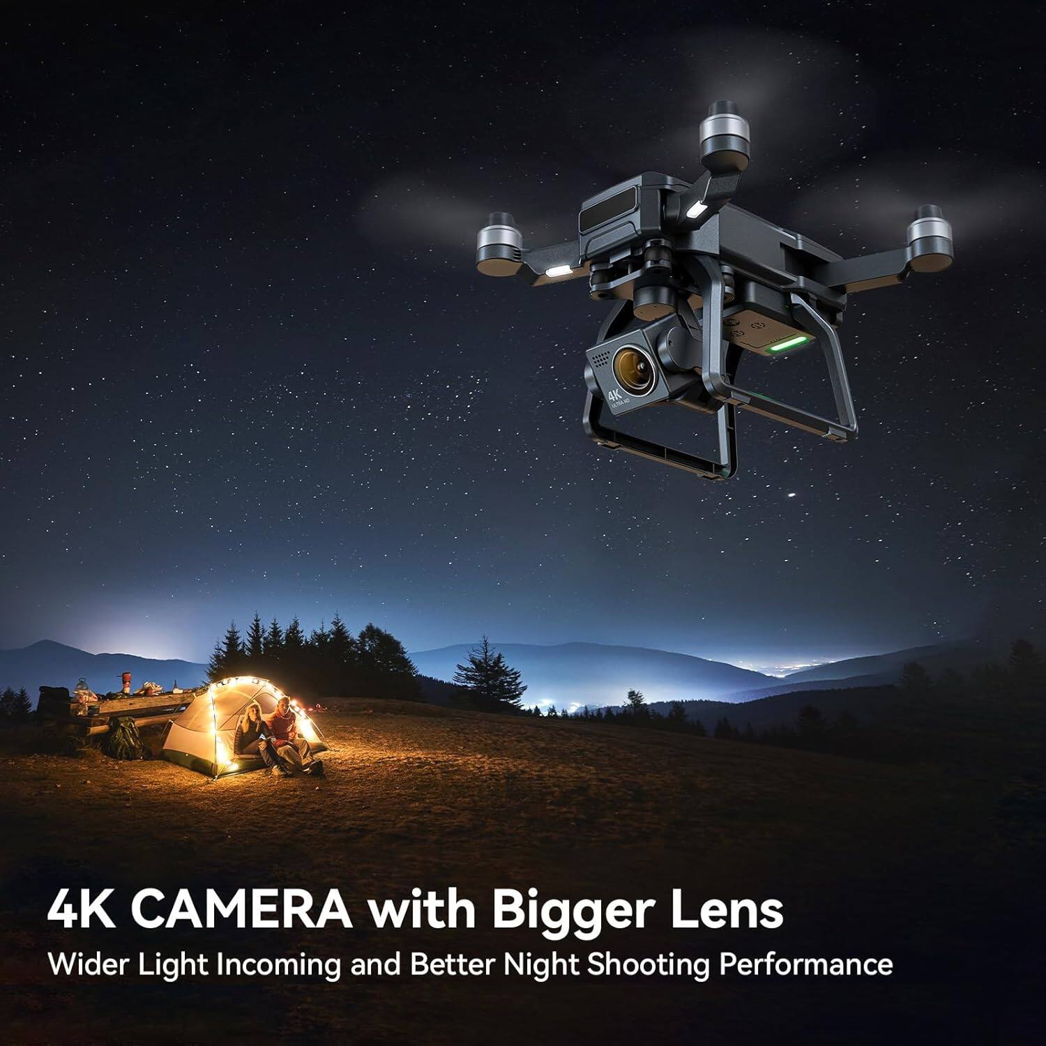 4K CAMERA with Bigger Lens  
Wider Light Incoming and Better Night Shooting Performance
