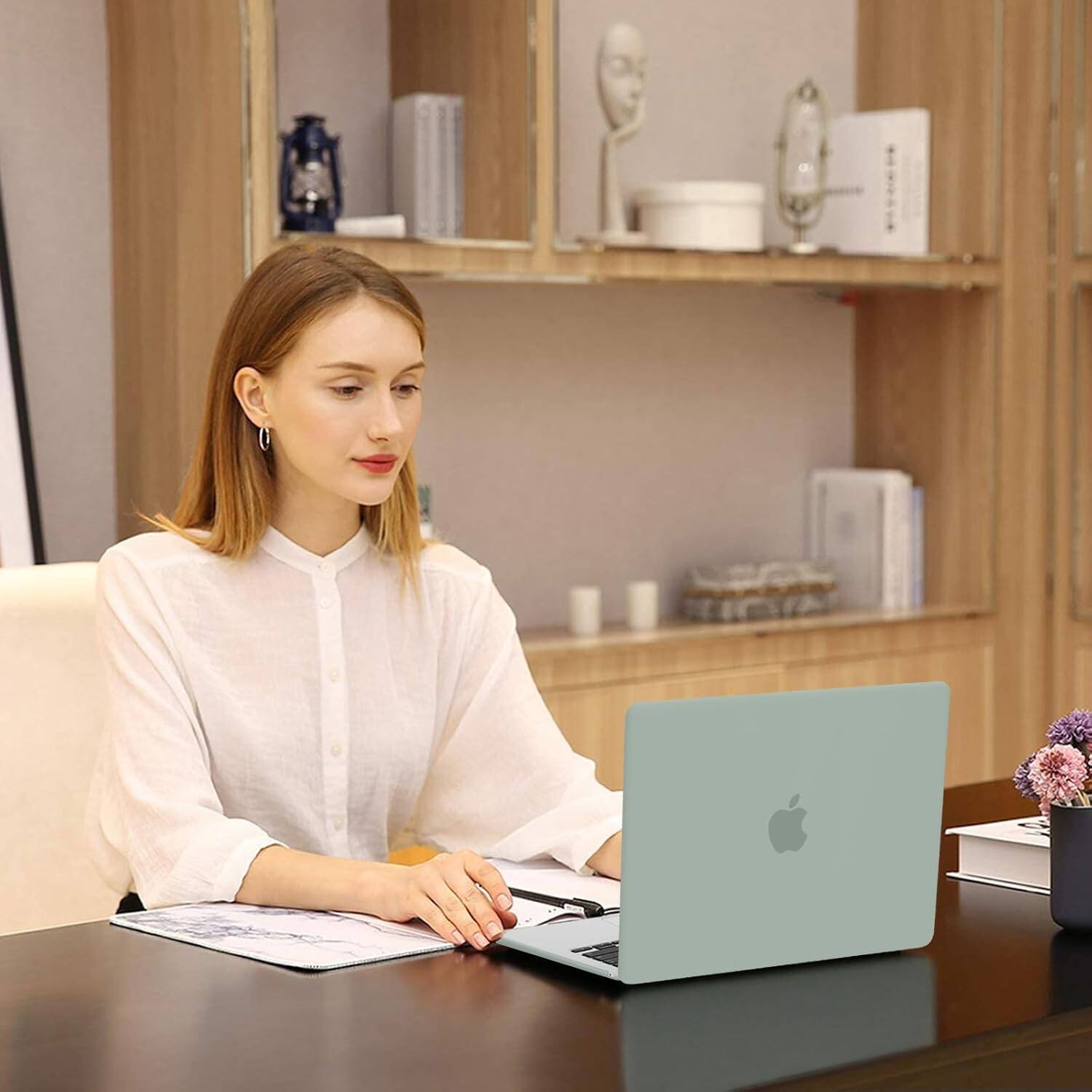 Alt View 2. mosiso - Case for MacBook Air 13 inch M5 M4 M3 M2 A3449 A3240 A3113 A2681 (2022-2026) - Antique Green.