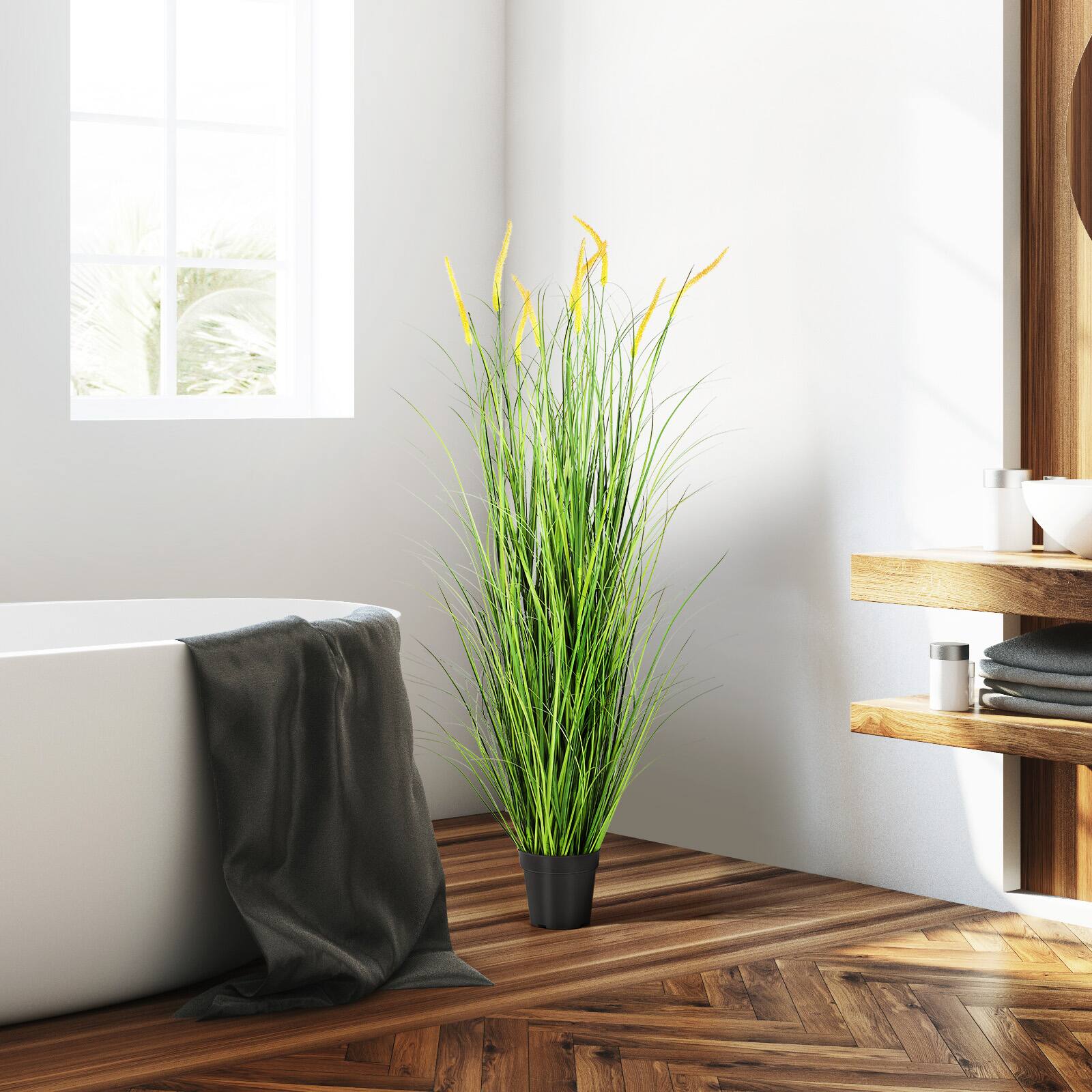 Alt View 1. Oumilen - 5ft Artificial Ornamental Grass 2-Pack, Faux Foxtail Grass Plant with Pots UV Resistant Fake Greenery Indoor Outdoor - Green.