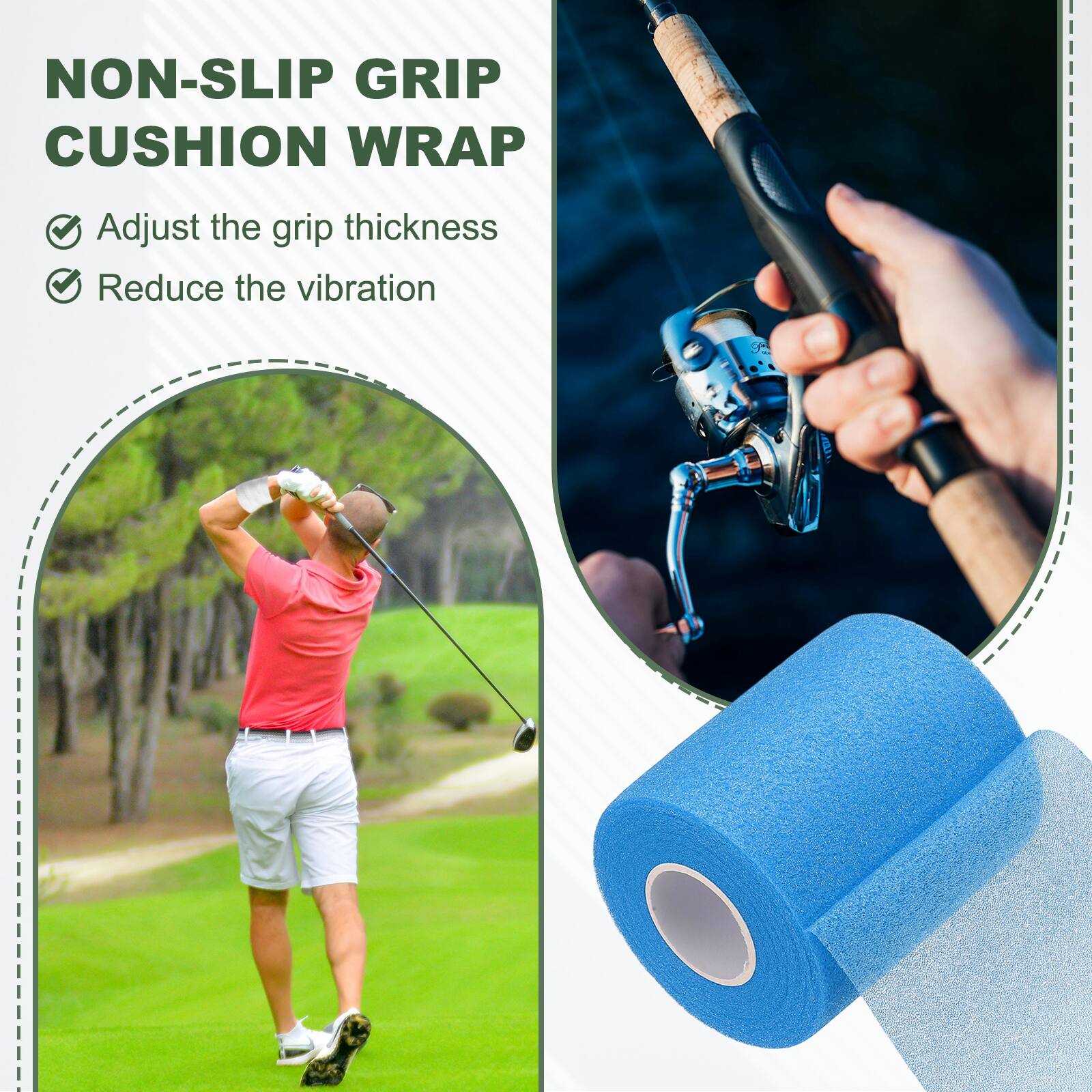 NON-SLIP GRIP CUSHION WRAP

- Adjust the grip thickness
- Reduce the vibration