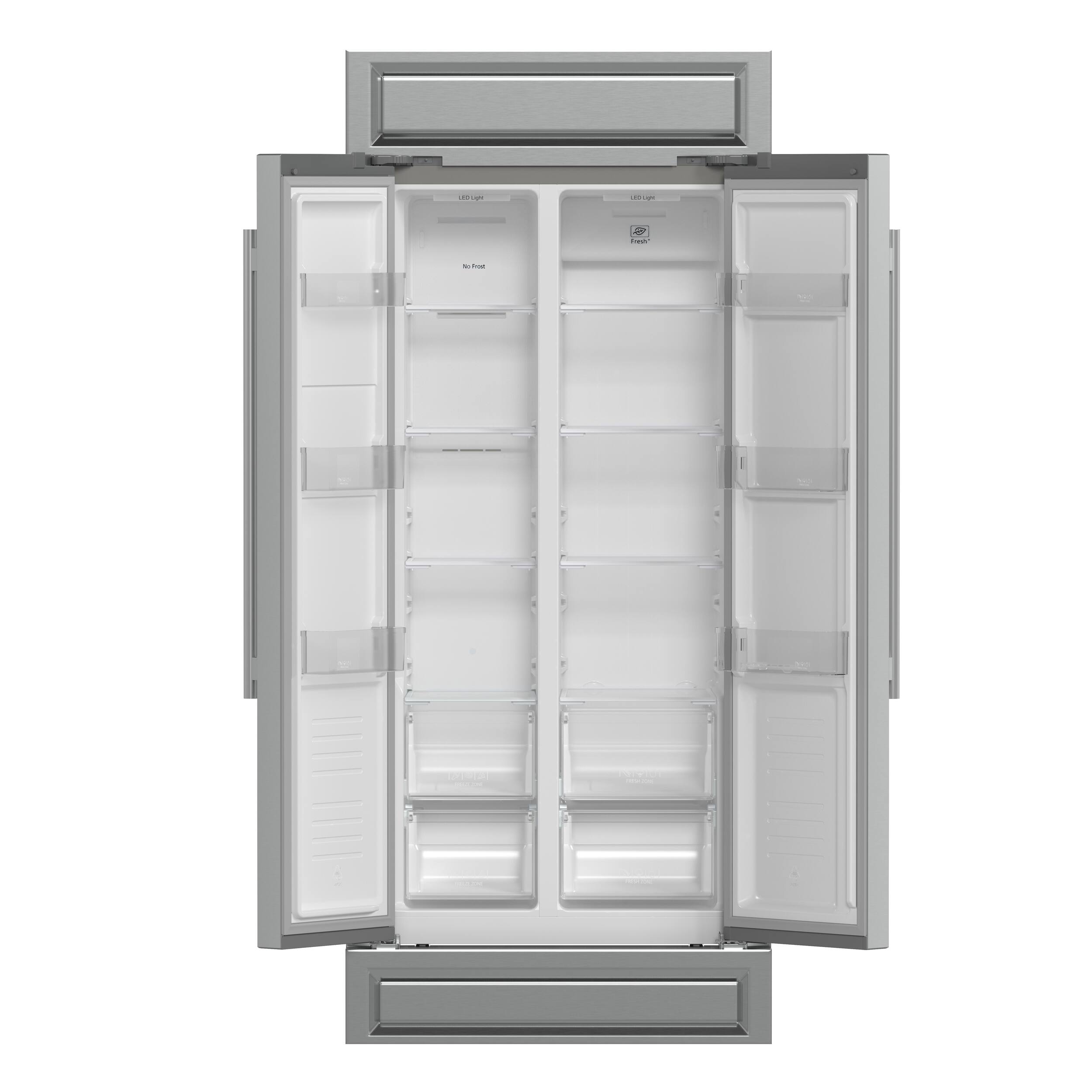 Alt View 3. Forno Appliances - Salerno 15.6 Cu. Ft. Built-In Side-by-Side Refrigerator with Spill-proof Shelves - Stainless Steel VCM.