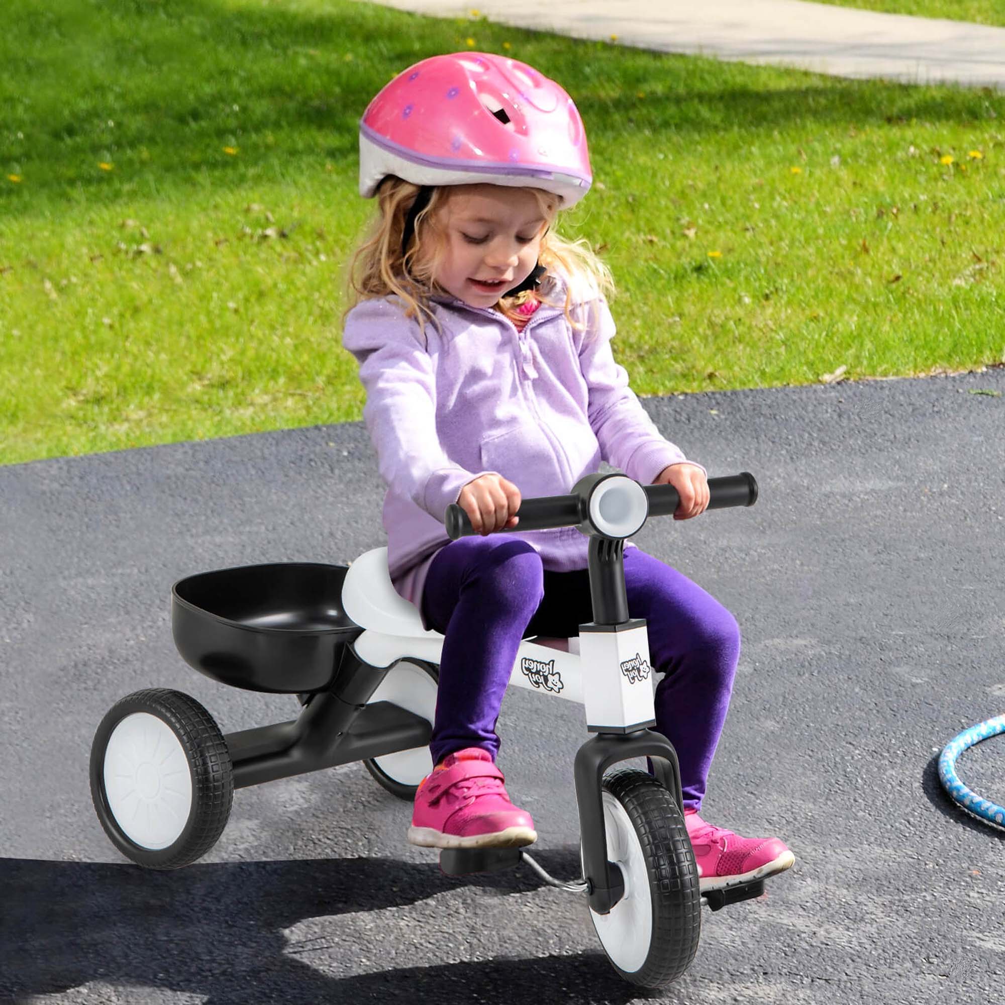 Alt View 1. Costway - Costway 2-In-1 Kids Tricycle Auxiliary Balance Bike with Detachable Pedals Toddler Tricycle - White.
