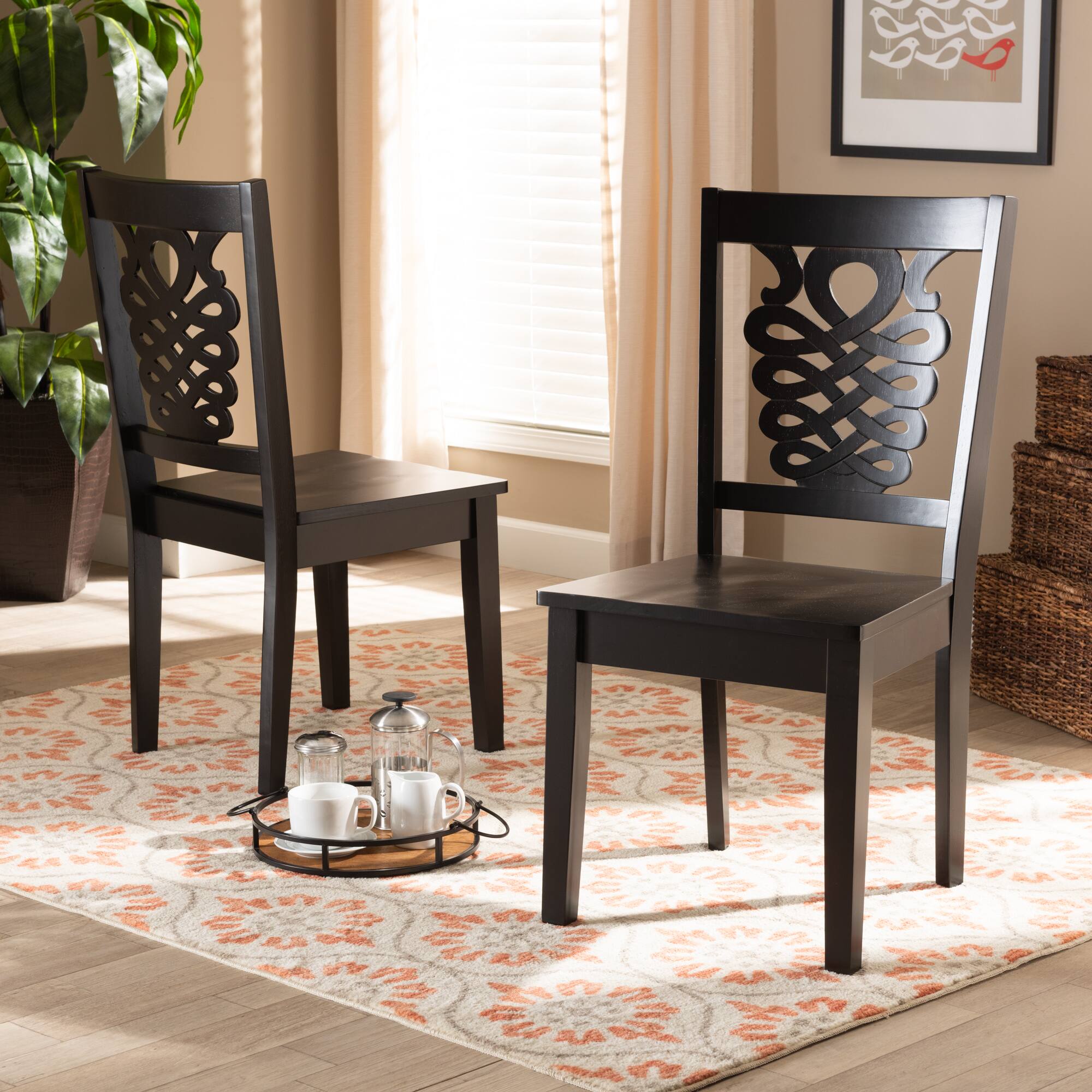 Alt View 2. Baxton Studio - Gervais Modern and Contemporary Transitional Finished Wood 2-Piece Dining Chair Set - Dark Brown.