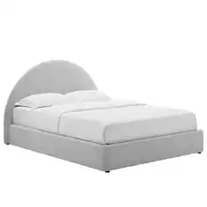 Front. Modway - Resort Upholstered Fabric Arched Round Queen Platform Bed - Gray.
