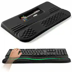 Front. LIMOUS - 17.3" Ergonomic Wave Keyboard Wrist Rest with Keyboard Stand for Desk Computer Keyboard - Black.