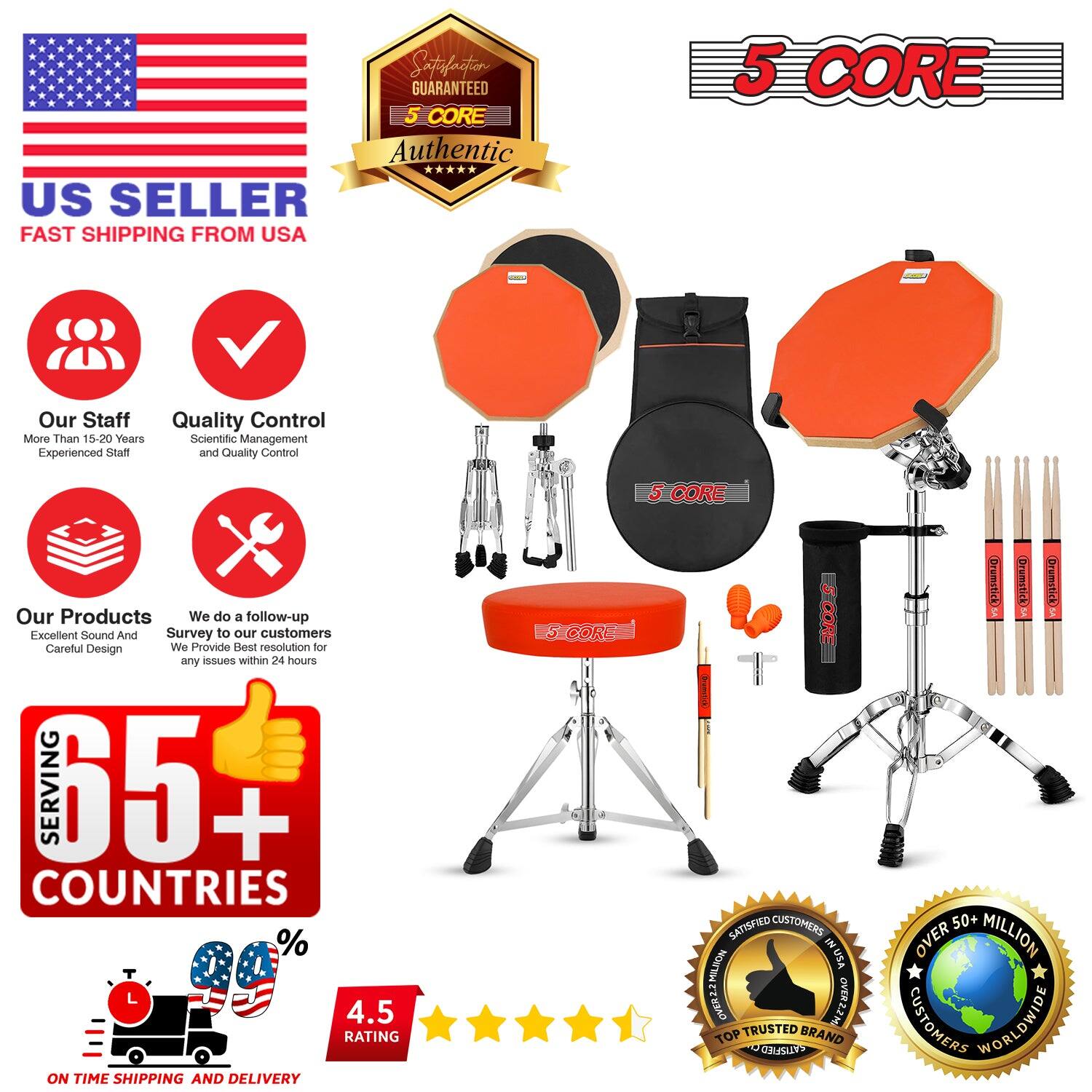 **US SELLER**  
FAST SHIPPING FROM USA  

**5 CORE**  
Authentic  

**Our Staff**  
More Than 15-20 Years Experienced Staff  

**Quality Control**  
Scientific Management and Quality Control  

**Our Products**  
Excellent Sound And Careful Design  

**We do a follow-up Survey to our customers**  
any issues within 24 hours  

**SERVING 65+ COUNTRIES**  

**ON TIME SHIPPING AND DELIVERY**  
99%  

**4.5 RATING**  

**SATISFIED CUSTOMERS IN USA**  
TOP TRUSTED BRAND  

**OVER 50+ MILLION CUSTOMERS WORLDWIDE**