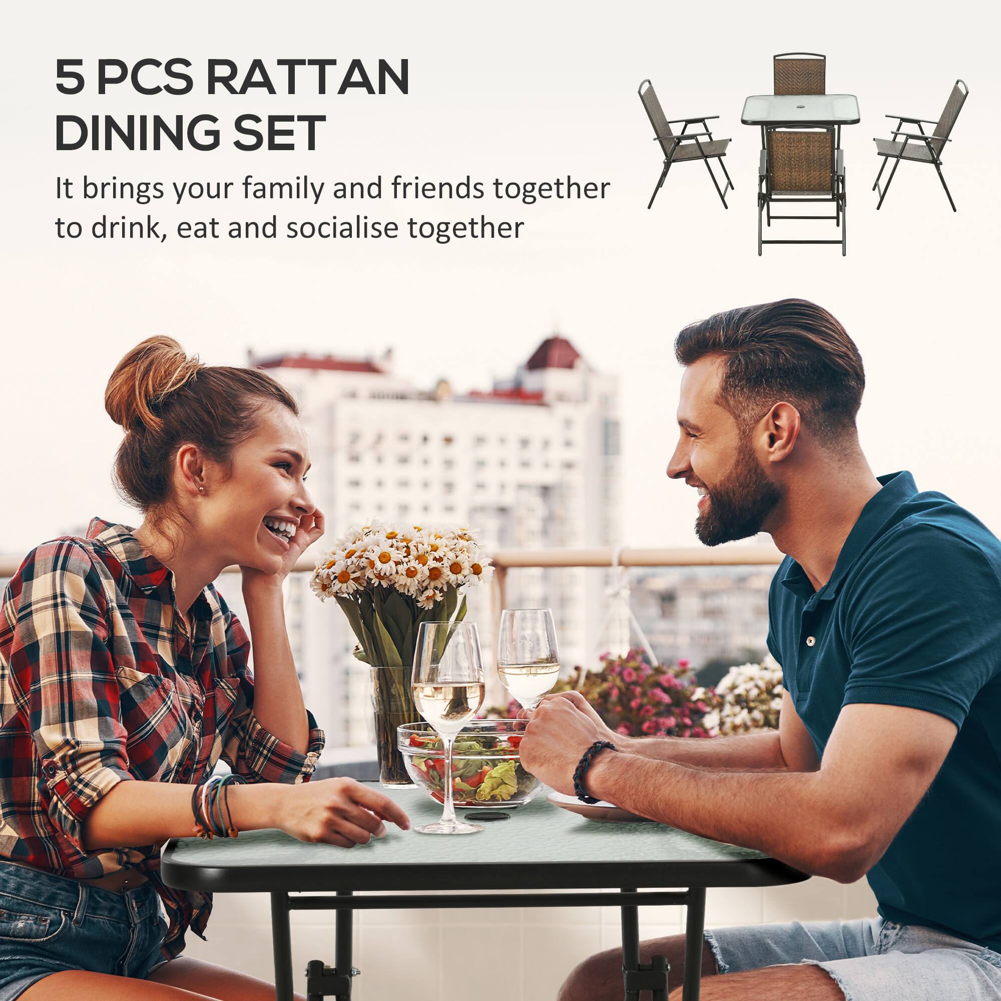 5 PCS RATTAN DINING SET

It brings your family and friends together to drink, eat and socialise together