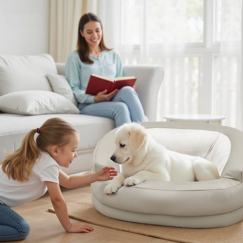 Alt View 1. wowmax - Dog Couch, Dog Sofa Bed for Medium to Large Dogs up to 60Lbs, High- Walled Deep Enclosure Design, Washable Cover - Beige.