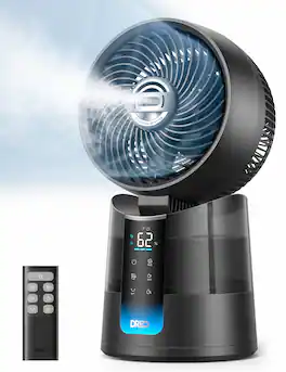 Dreo - Portable Evaporative Cooler Table Fan w/Remote 6 Speeds 150° Oscillation 3 Modes 1.5L Water Tank 12H Timer