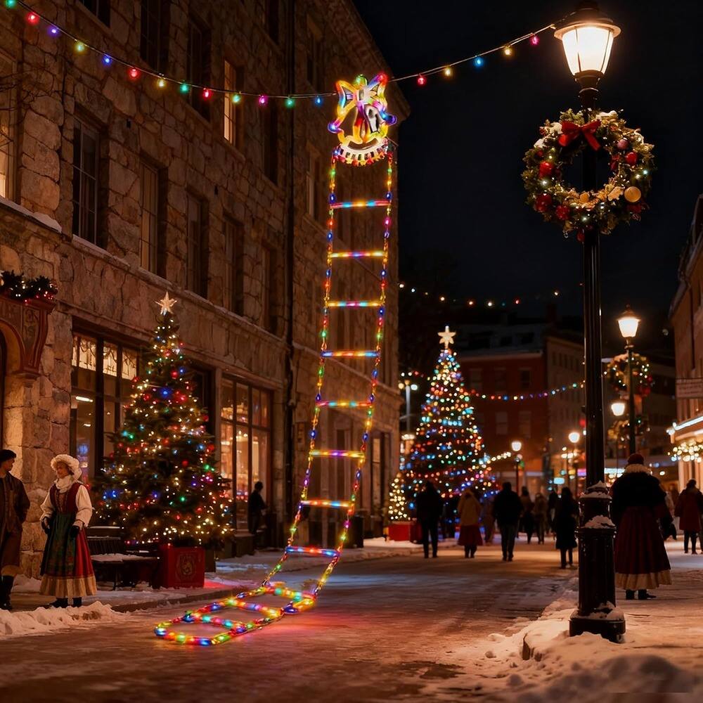 Front. MOSZAR LLC - 10 ft Santa Climbing Ladder - red.