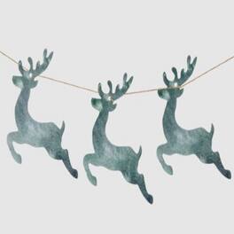 Ganz - Leaping Deer Christmas Garland Strand 40 Inch Metal Deer on String - Green