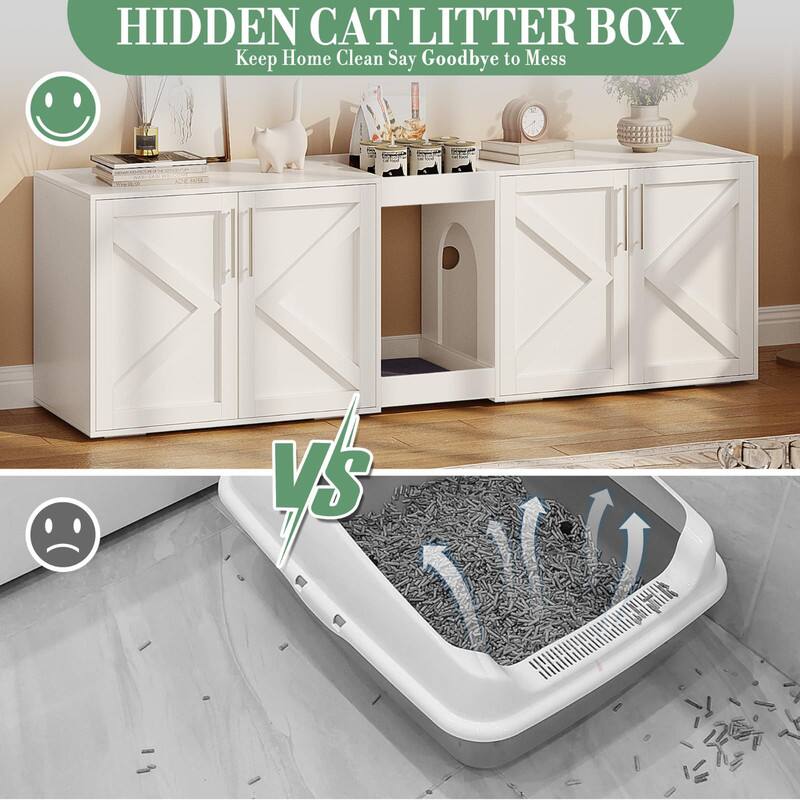 HIDDEN CAT LITTER BOX  
Keep Home Clean Say Goodbye to Mess

VS

Hidden Cat Litter Box  
Keep Home Clean Say Goodbye to Mess