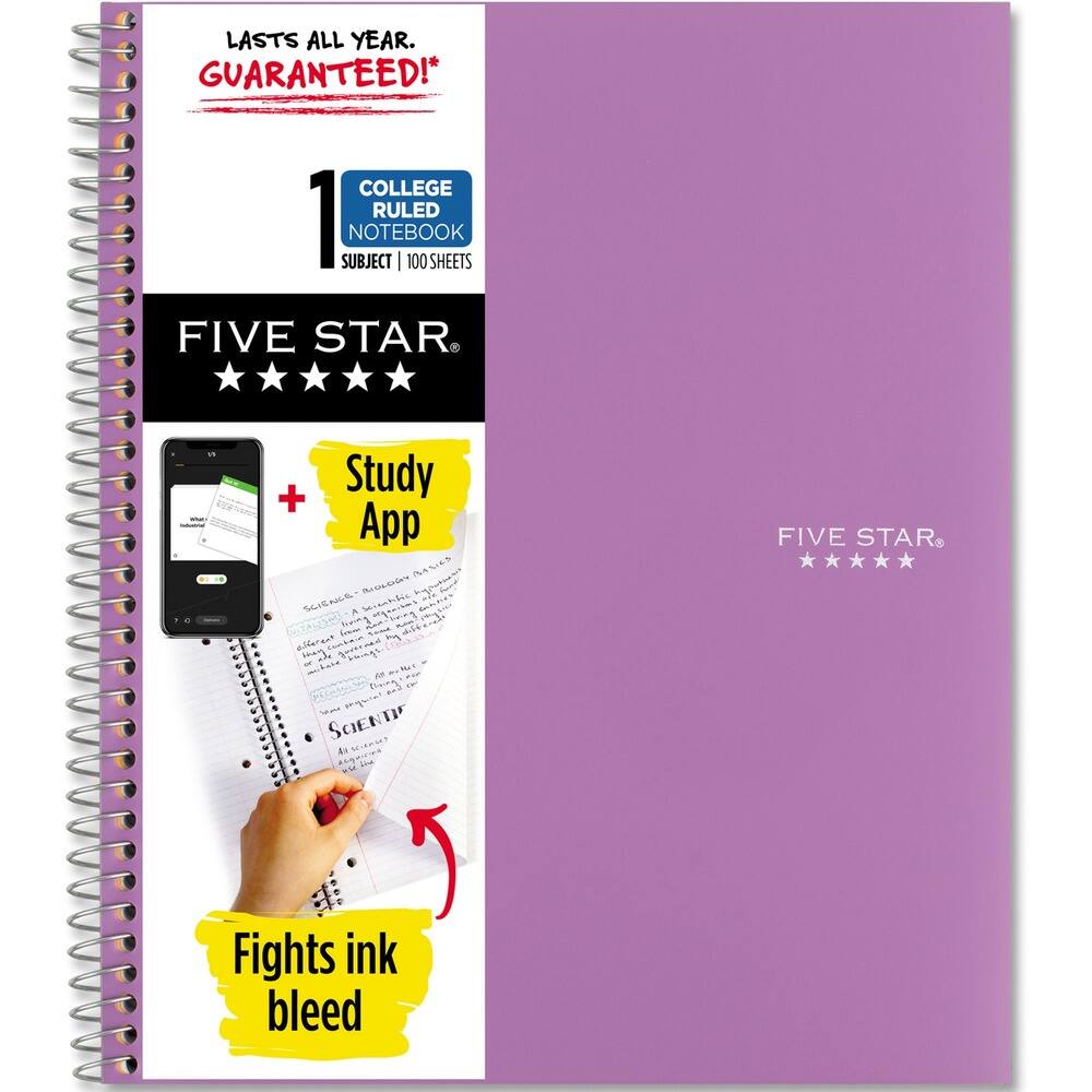 LASTS ALL YEAR. GUARANTEED!*

COLLEGE RULED 1 SUBJECT NOTEBOOK | 100 SHEETS

FIVE STAR

Study App

Fights ink bleed