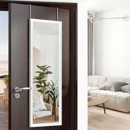 Front. Comfort Essence - Over The Door Mirror Full Length Hanging Or Leaning Against Wall Mounted On 55"x16" No Stand - Default.