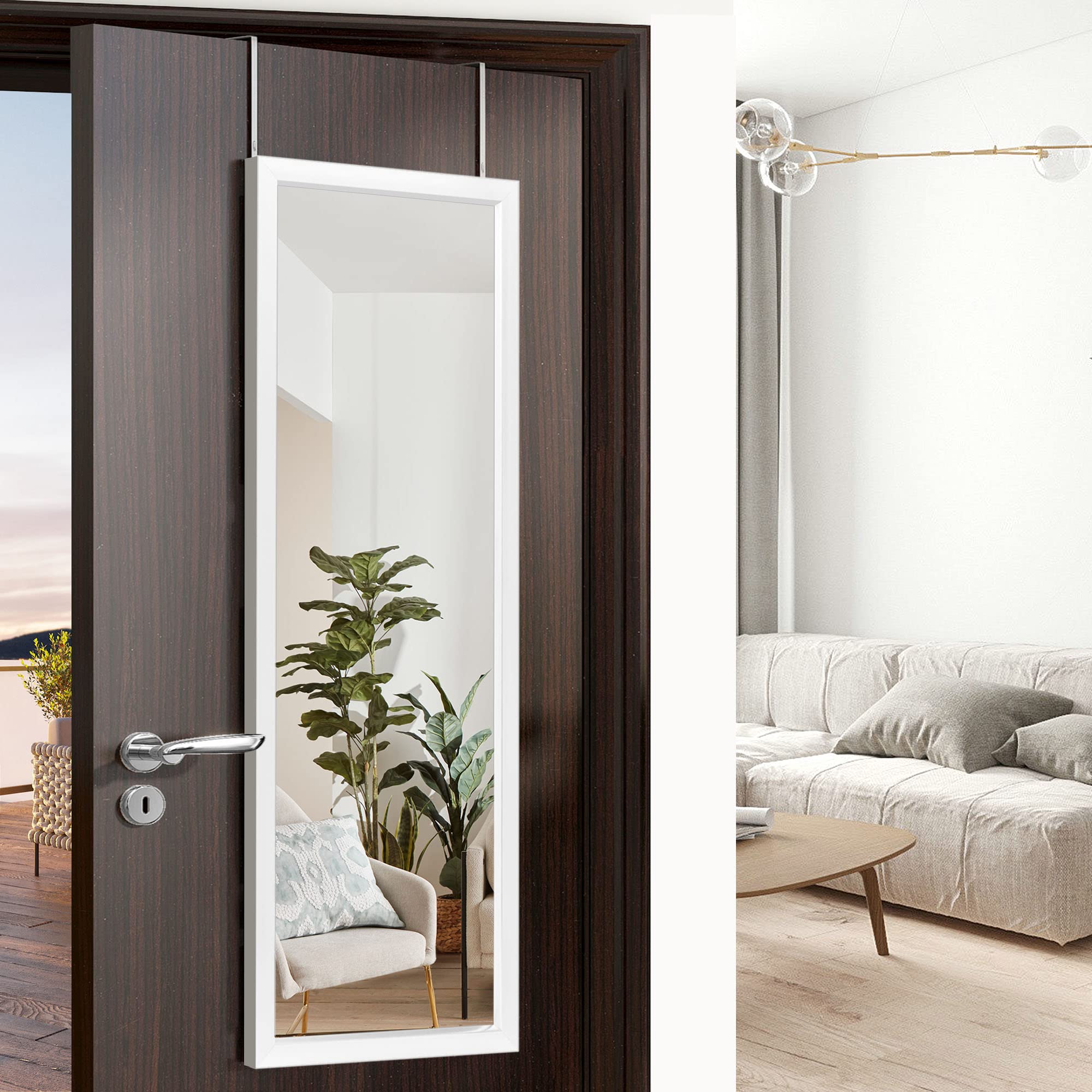 Front. Comfort Essence - Over The Door Mirror Full Length Hanging Or Leaning Against Wall Mounted On 55"x16" No Stand - Default.