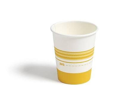 Alt View 1. Perk - Paper Hot Cup, 8 Oz., 50/Pack - White/Yellow.