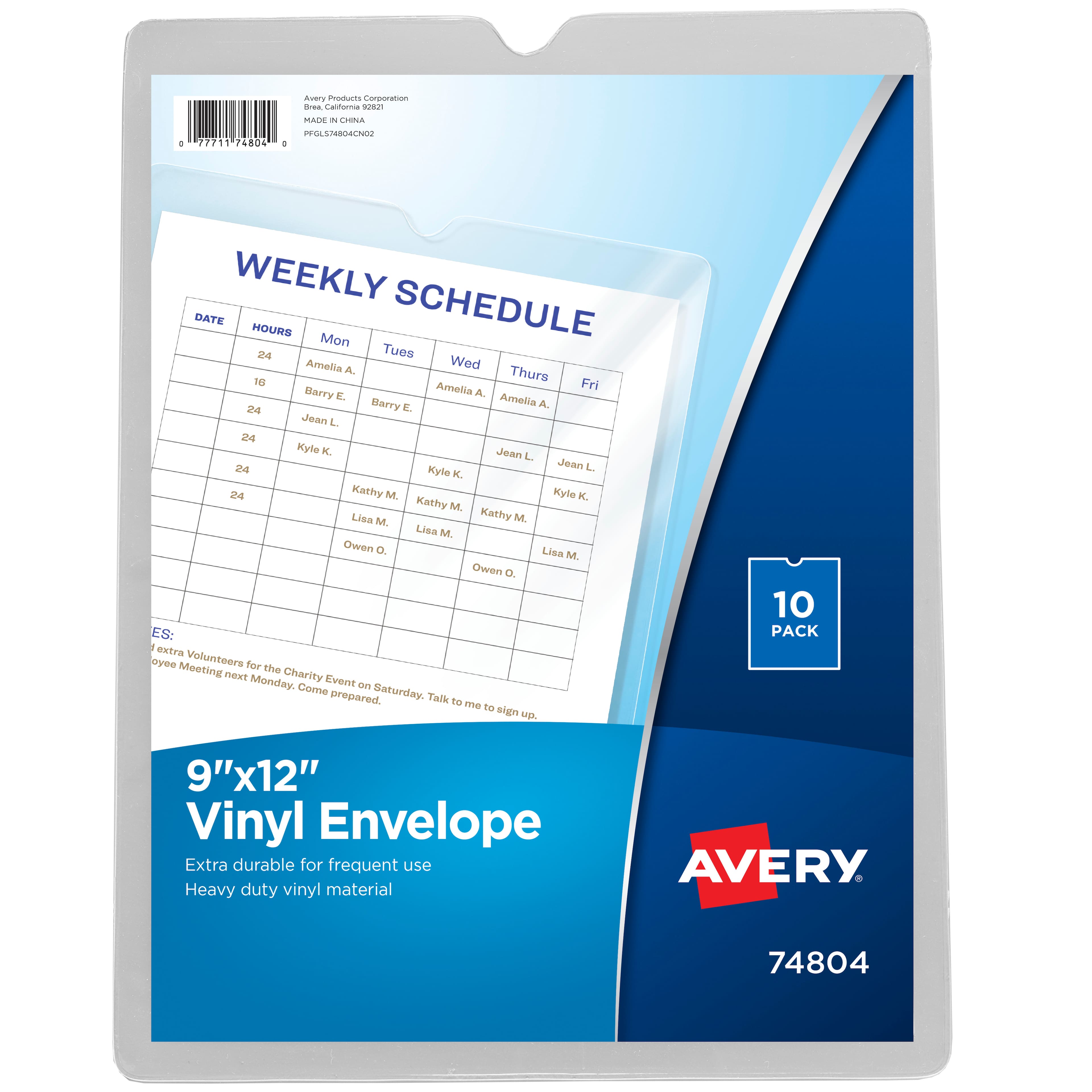 "Avery - Vinyl File Envelopes, 9"" x 12"", 10 Envelopes (74804) - Clear" price history on PriceWatchPro