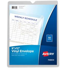 Avery - Vinyl File Envelopes, 9" x 12", 10 Envelopes (74804) - Clear