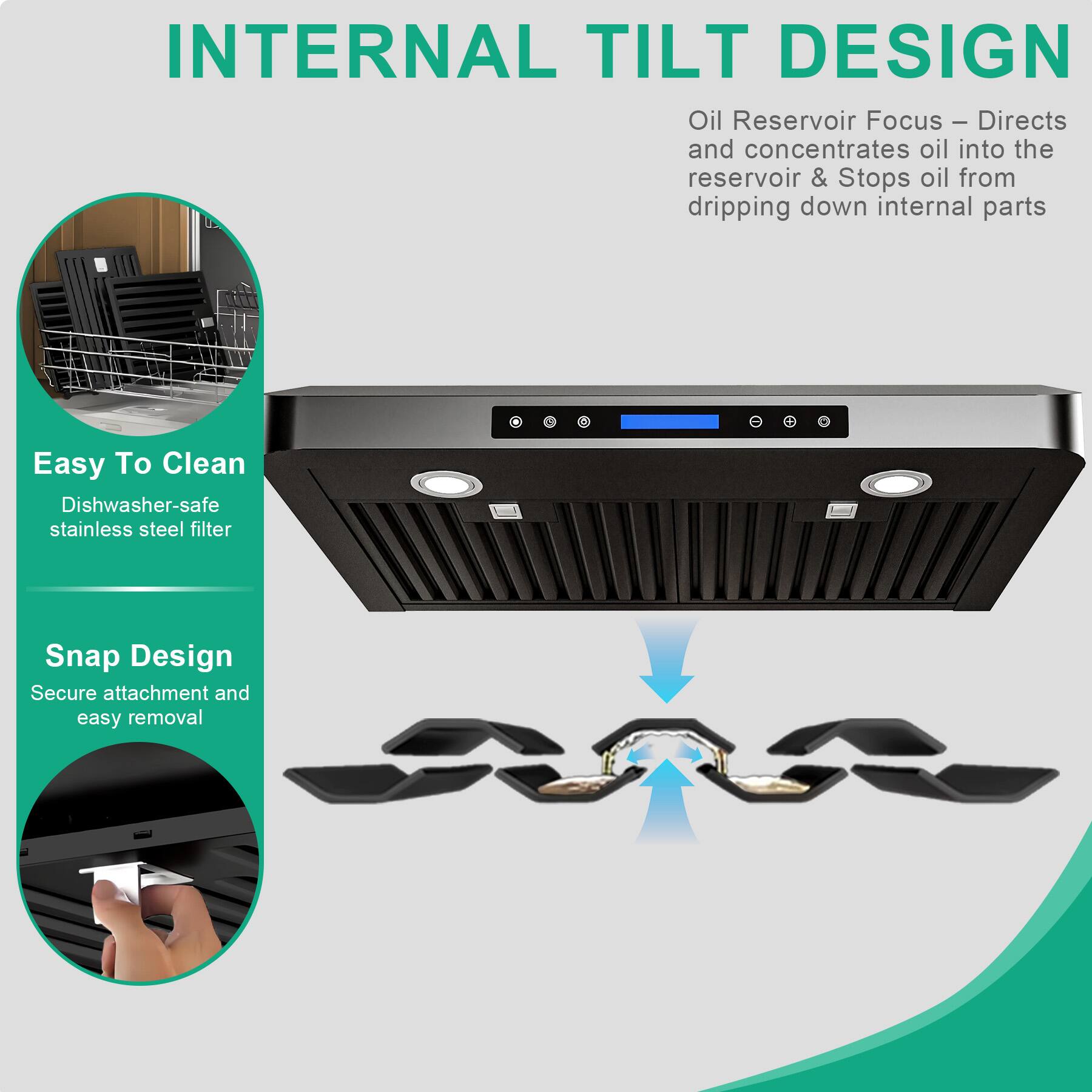 INTERNAL TILT DESIGN

Oil Reservoir Focus – Directs and concentrates oil into the reservoir & Stops oil from dripping down internal parts

Easy To Clean
Dishwasher-safe stainless steel filter

Snap Design
Secure attachment and easy removal