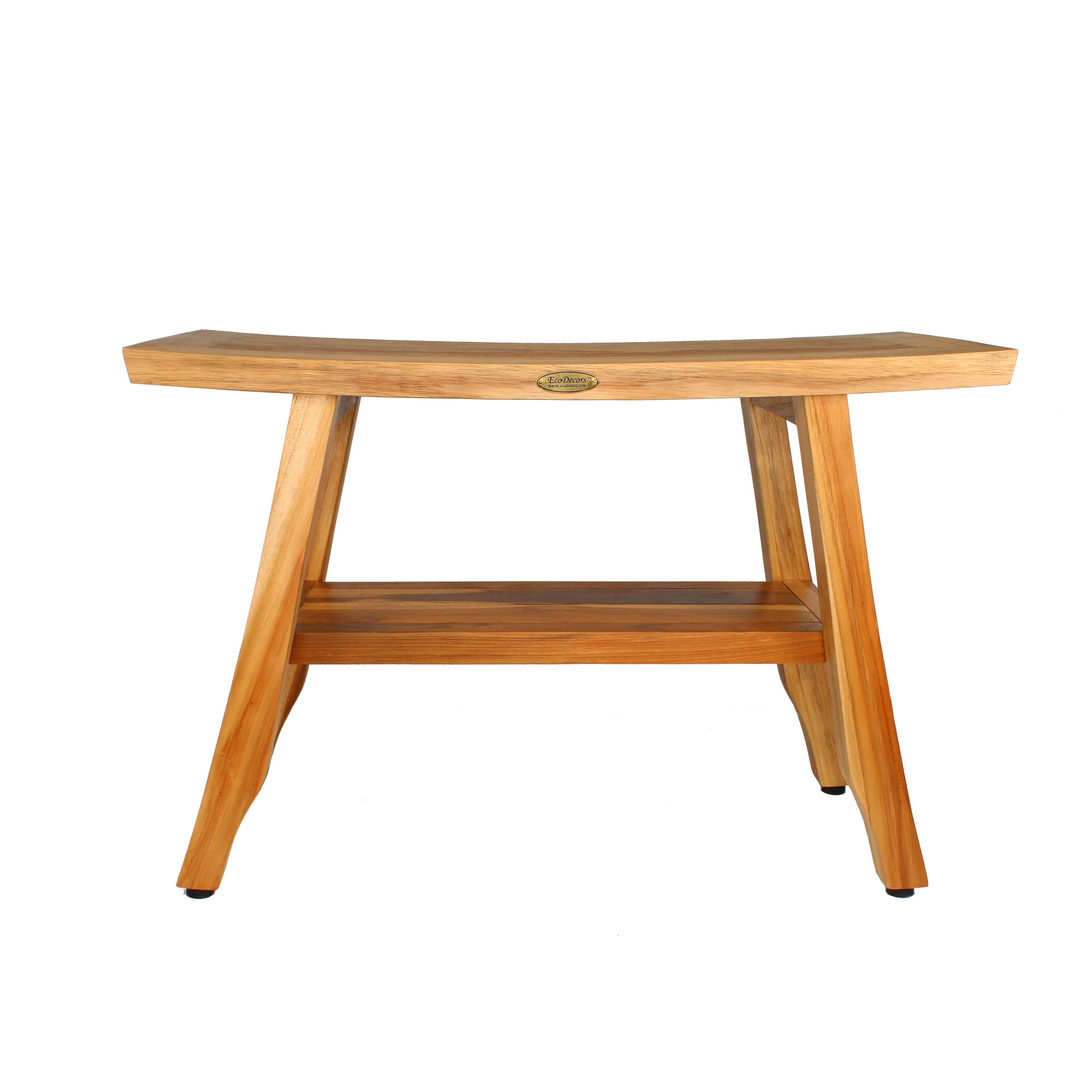EcoDecors - 28 Inch Satori Natural Teak Waterproof Teak Wood Shower Bench - EarthyTeak