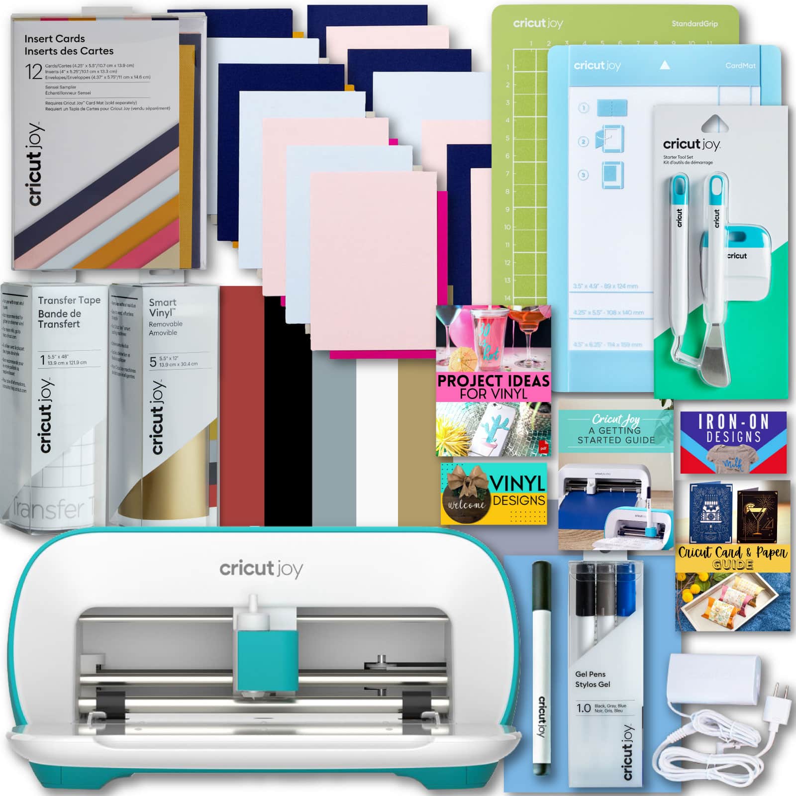 Cricut - Joy Machine Bundle with Cards, Smart Vinyl Sampler Roll, Tool Set