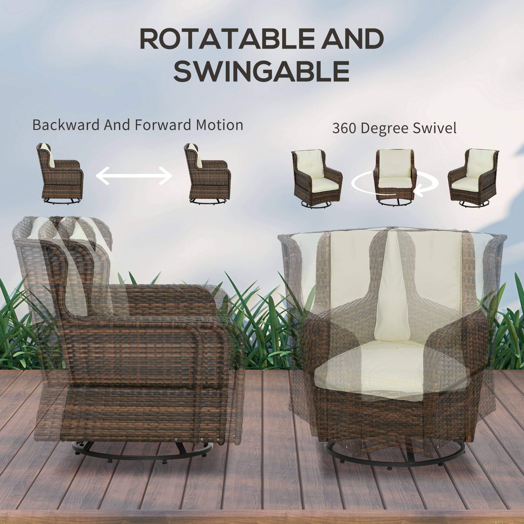 ROTATABLE AND SWINGABLE
Backward And Forward Motion
360 Degree Swivel