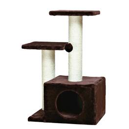 TRIXIE - Valencia Plush & Sisal 3-Level 28" Cat Tree with Scratching Posts & Condo - Brown
