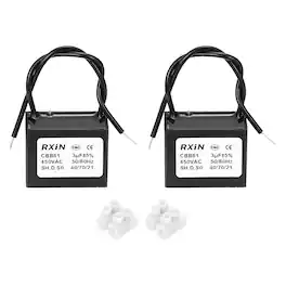 Unique Bargains - 2pcs 3uF CBB61 Capacitor, AC 250V 2-Wire for Ceiling Fan, Motor Generator, Blower, Exhaust Fan - Black