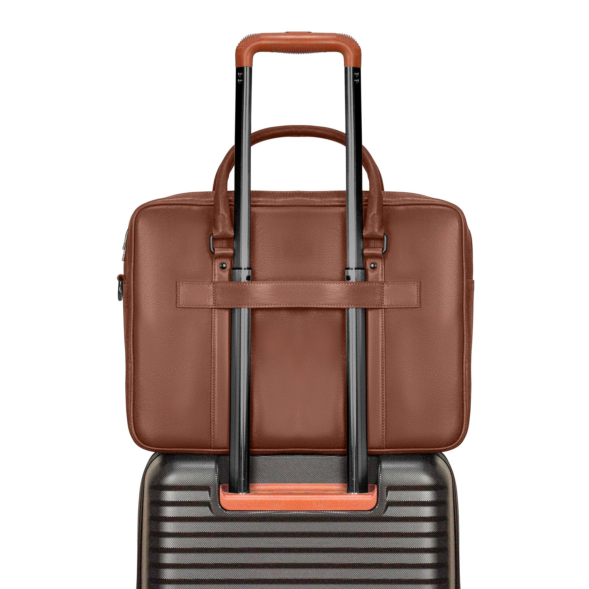 Alt View 4. Champs - Onyx Collection Leather Laptop Briefcase - Brown.