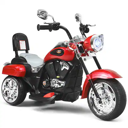 Front. Costway - Costway 3 Wheel Kids Ride On Motorcycle 6V Battery Powered Electric Toy - Red.