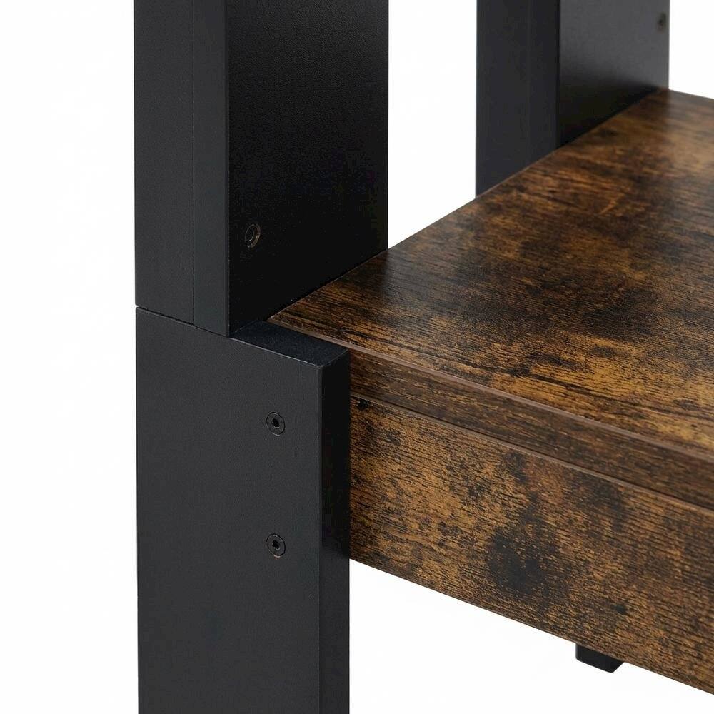 Alt View 2. FurniFact - Nightstand with Bin Drawer, Engineered Wood Frame for Cozy Bedroom Storage - Amber Pine/Black.