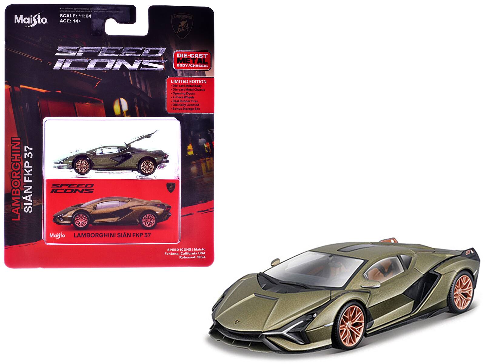 "Lamborghini Sian FKP 37 Green Metallic ""Speed Icons"" Series 1/64 Diecast Model Car by Maisto" price history on PriceWatchPro