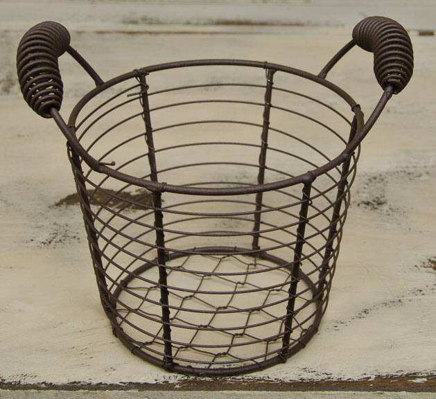 Front. BreeBe - Metal Mesh Basket w/Handles - Brown.