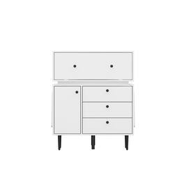 FUFU & GAGA - FUFU&GAGA Multi - Storage Nightstand: Press - Open & Robot - Chic Organizer - White