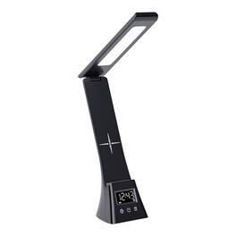 Cluzine - LED Desk Lamp with 15W Wireless Charger, 3 Color Modes, Clock Display, Foldable for Home & Office