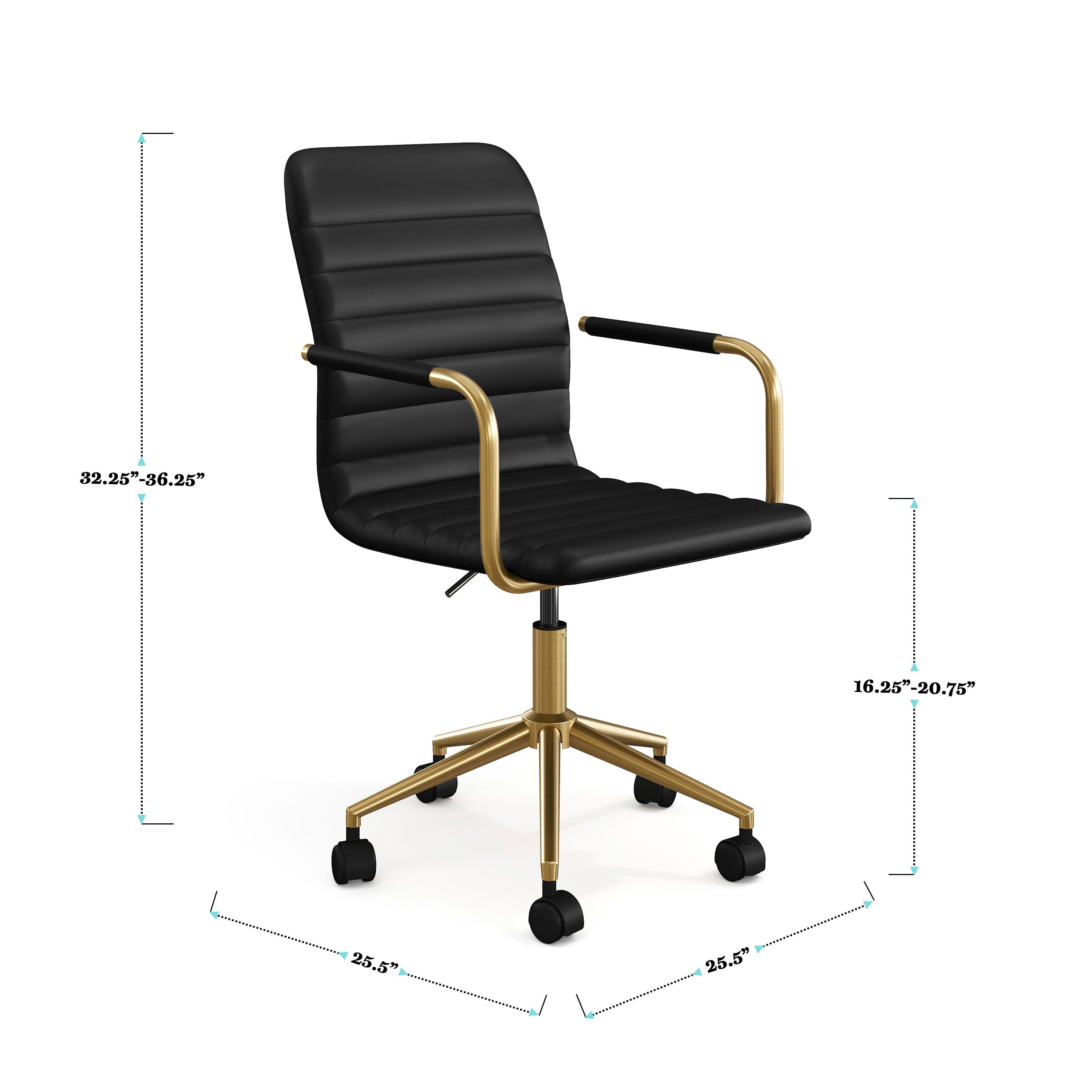 The text on the image reads: 32.25"-36.25" 16.25"-20.75" 25.5" 25.5". This information is likely related to the dimensions of the chair, such as the height, width, and seat depth.