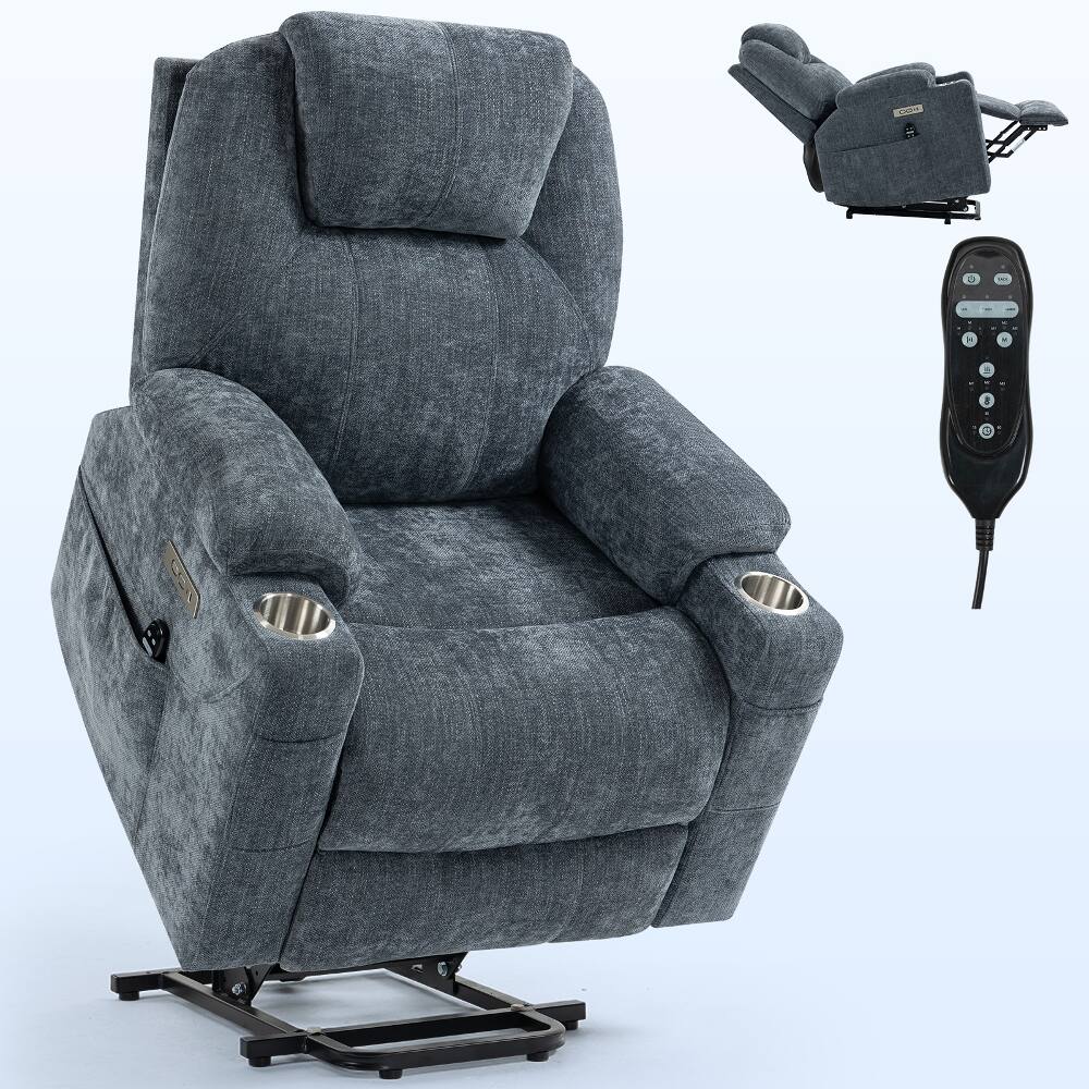 Alt View 3. Ropilly - Ropilly power lift recliner chair 350 lbs heavy duty lift chair with Lumbar Heating Blue Gray - Blue-gray.