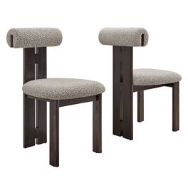 Torian Boucle Fabric Dining Chair Set of 2 by Modway - Brown