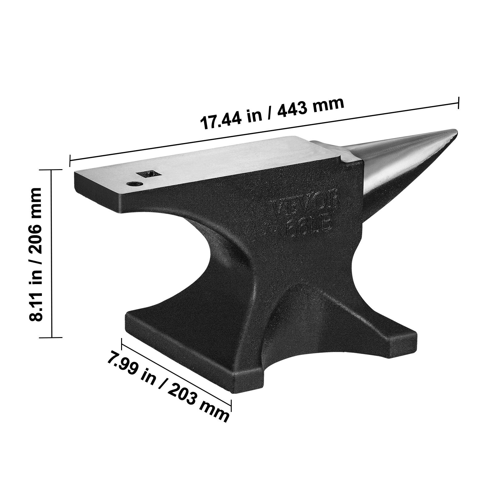 I 443 mm 17.44 in  
206 mm 8.11 in  
203 mm 7.99 in  
VEVOR B6LB