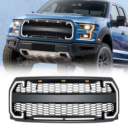 AMERICAN MODIFIED - Raptor Style Mesh Grille w/Turn Lights for 2015-2017 Ford F150 - 15-17 F-150 (Raptor Style w/DRL & Turn Signal)