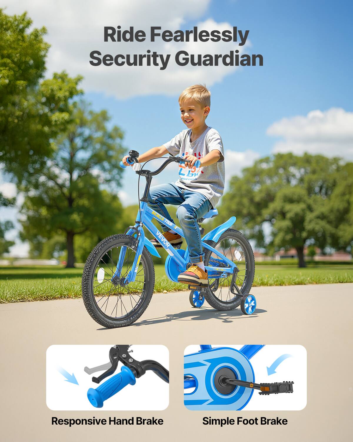 VEVOR Kids Bike, 18 Inches BMX Style Children Bicycle, Rider