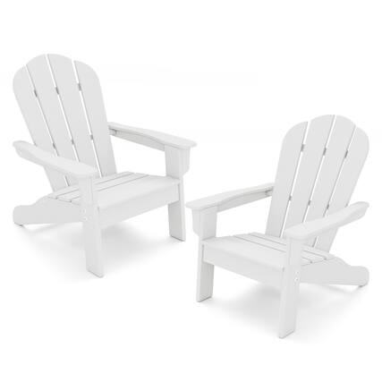 Front. Gymax - Gymax 2PCS Kid's Adirondack Chair All-Weather HDPE Toddler Lawn Chair w/ Ergonomic Design White - White.