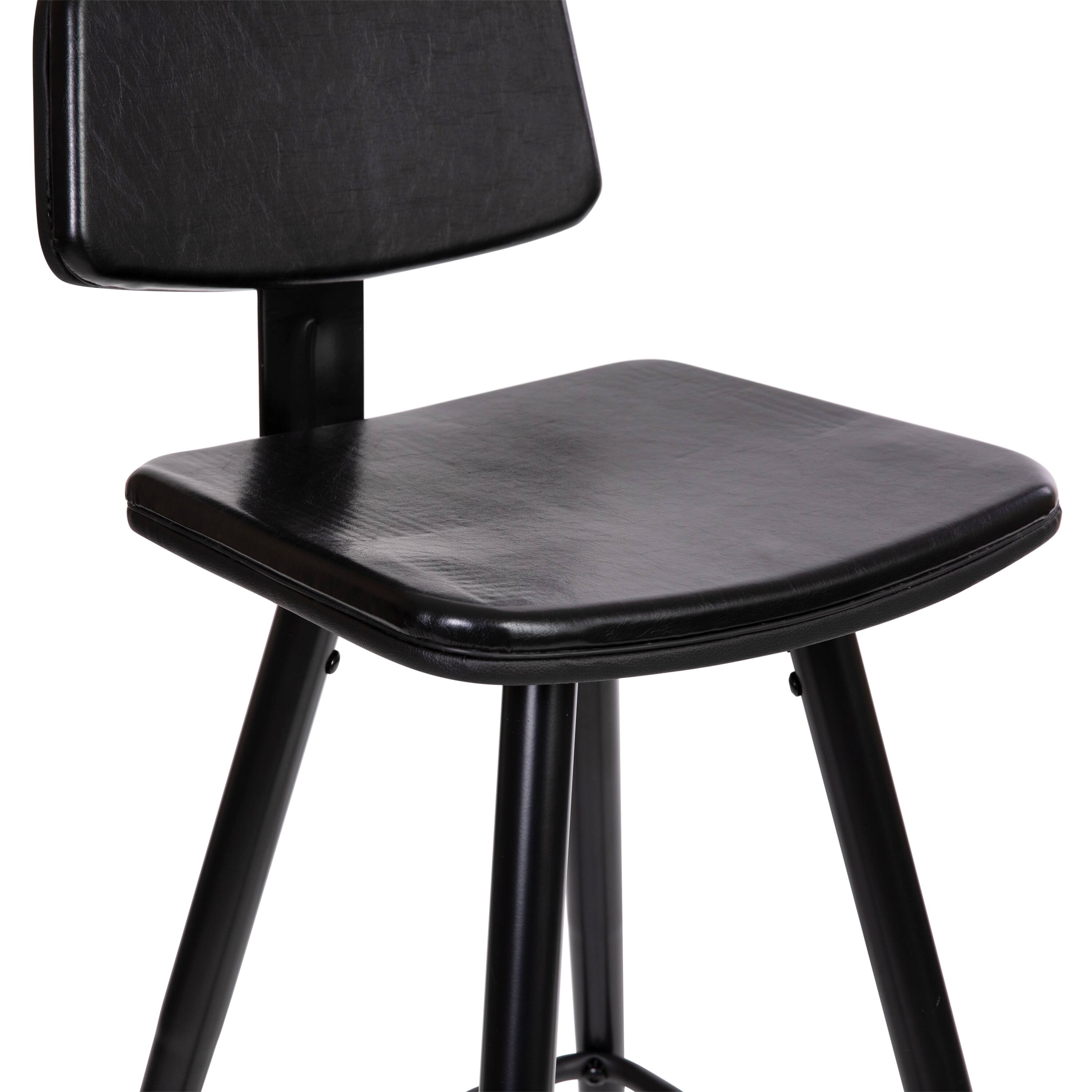 Alt View 19. Alamont Home - Kora Commercial Grade Low Back Barstools-LeatherSoft Upholstery-Iron Frame-Integrated Footrest-Gold Tipped Legs-Set of 2 - Black.