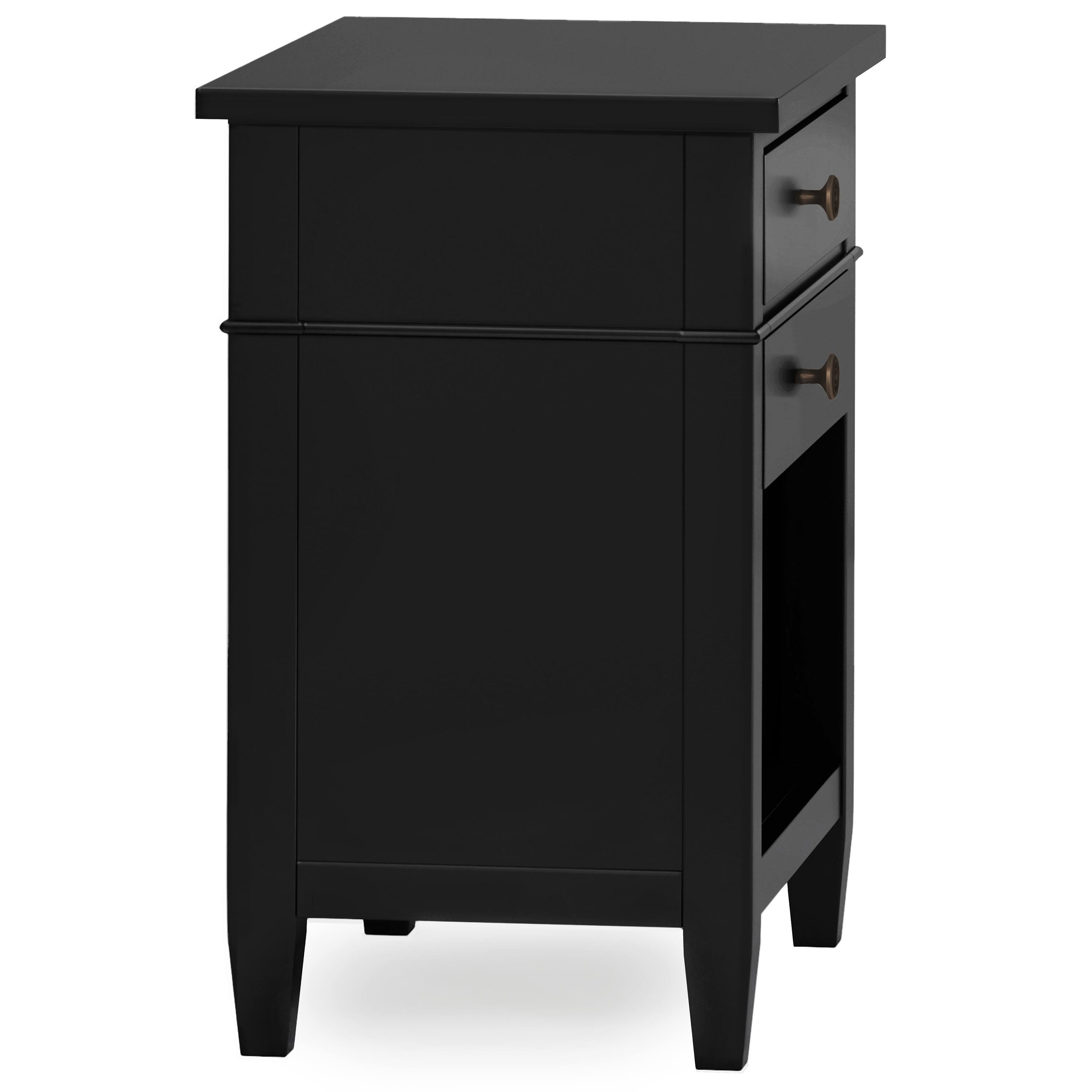 Alt View 5. Simpli Home - Carlton SOLID WOOD 24 inch Wide Contemporary Bedside Nightstand Table in Black - Black.