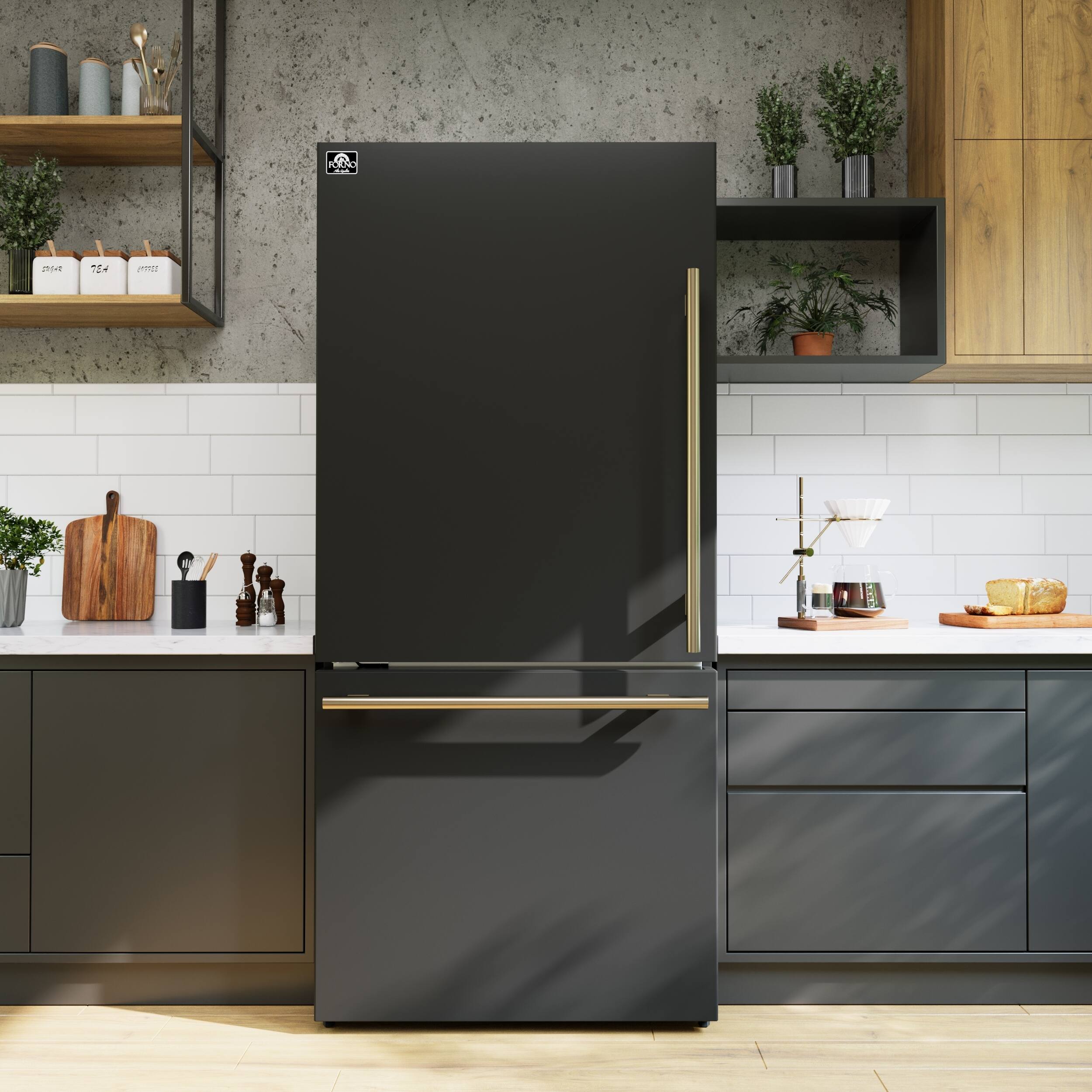 Alt View 13. Forno Appliances - Milano Espresso 17.2 Cu. Ft. Bottom Freezer Refrigerator with Built-In Ice Maker - Black.