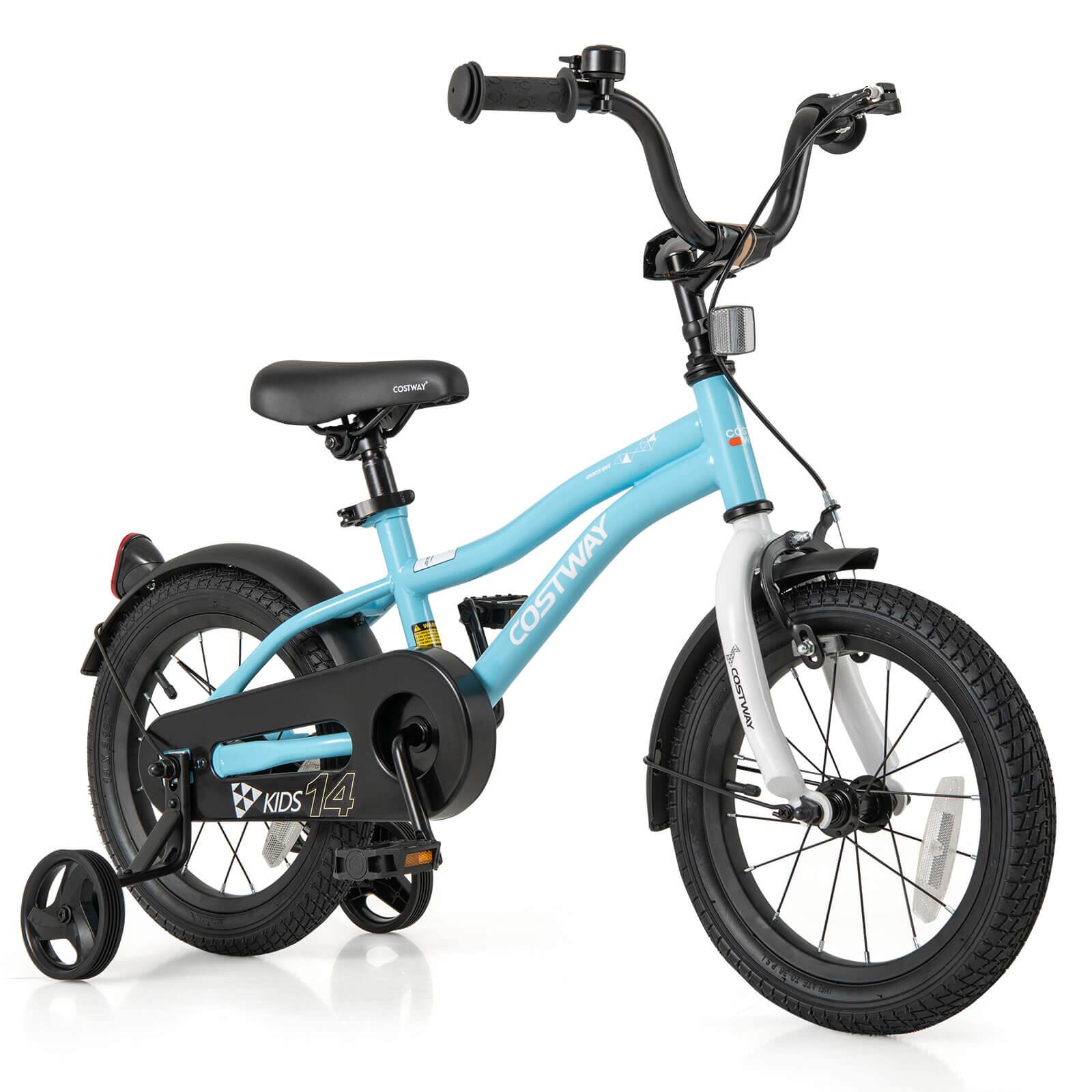 Costway - 14" Kids Bike for 3-5 Years Old Boys & Girls with Adjustable Seat Handbrake Reflectors - Blue