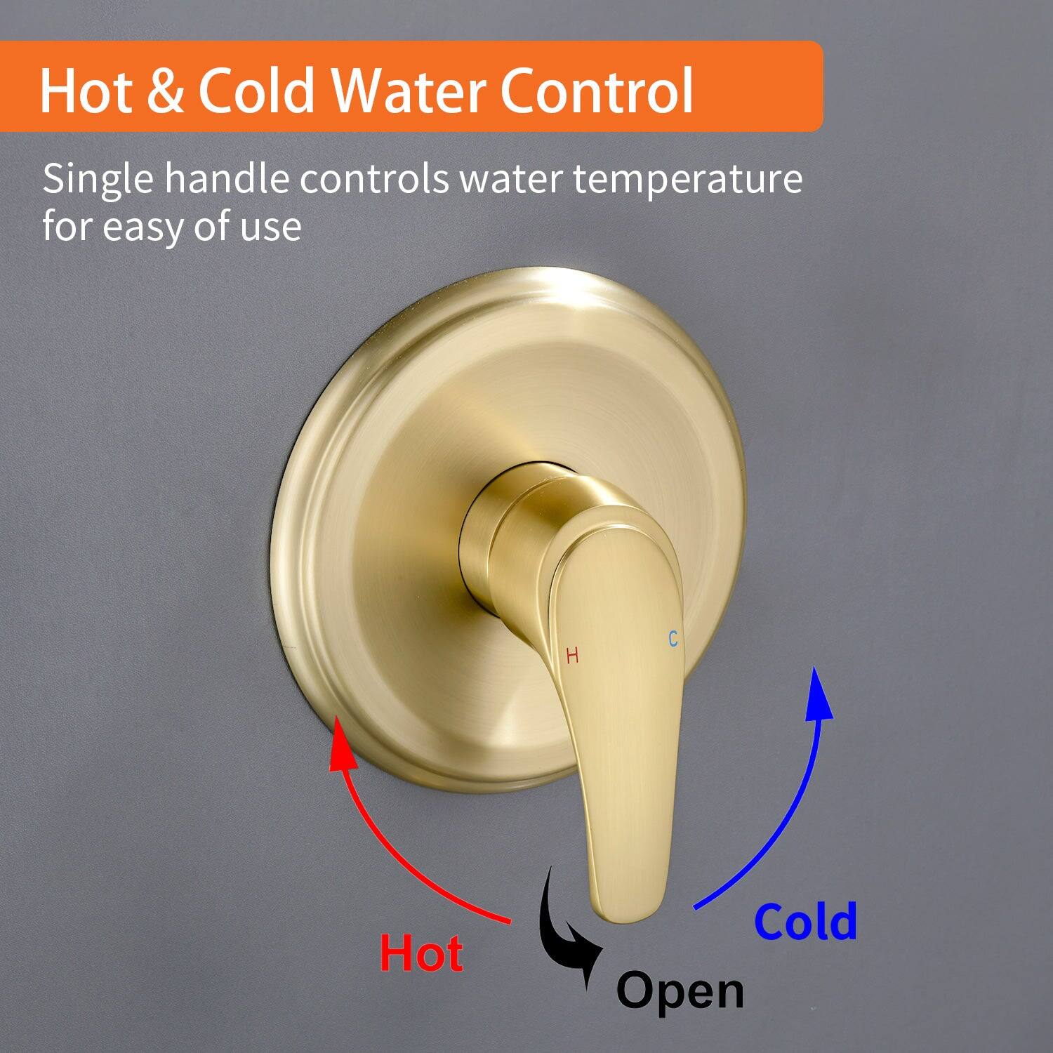 Hot & Cold Water Control

Single handle controls water temperature for easy of use

H - Hot
C - Cold
Open