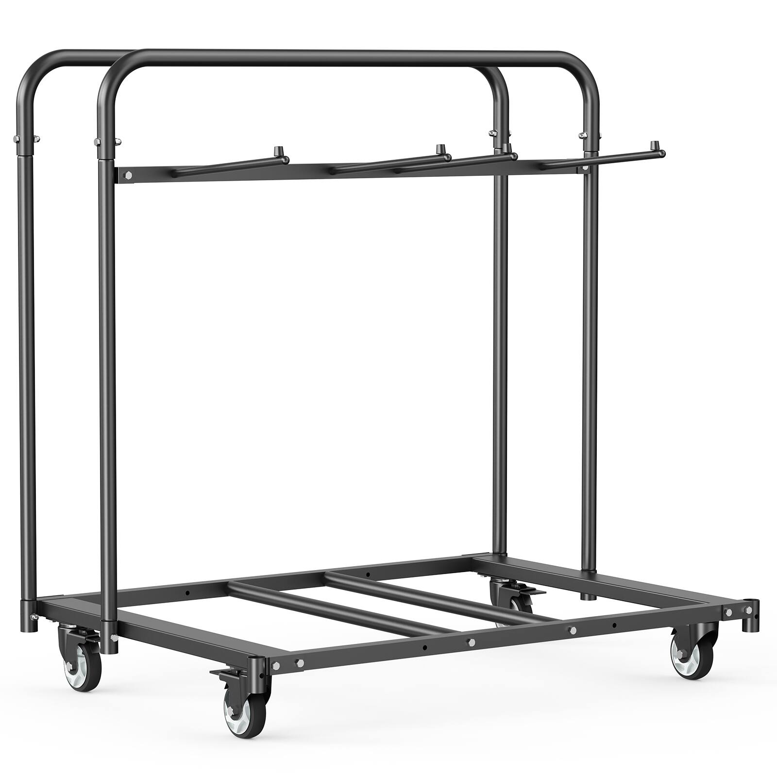 Angle. LOVMOR - Folding Chair Rack Cart with Casters for 5 Tables and 14 Chairs, 400-Lb Capacity - Black.
